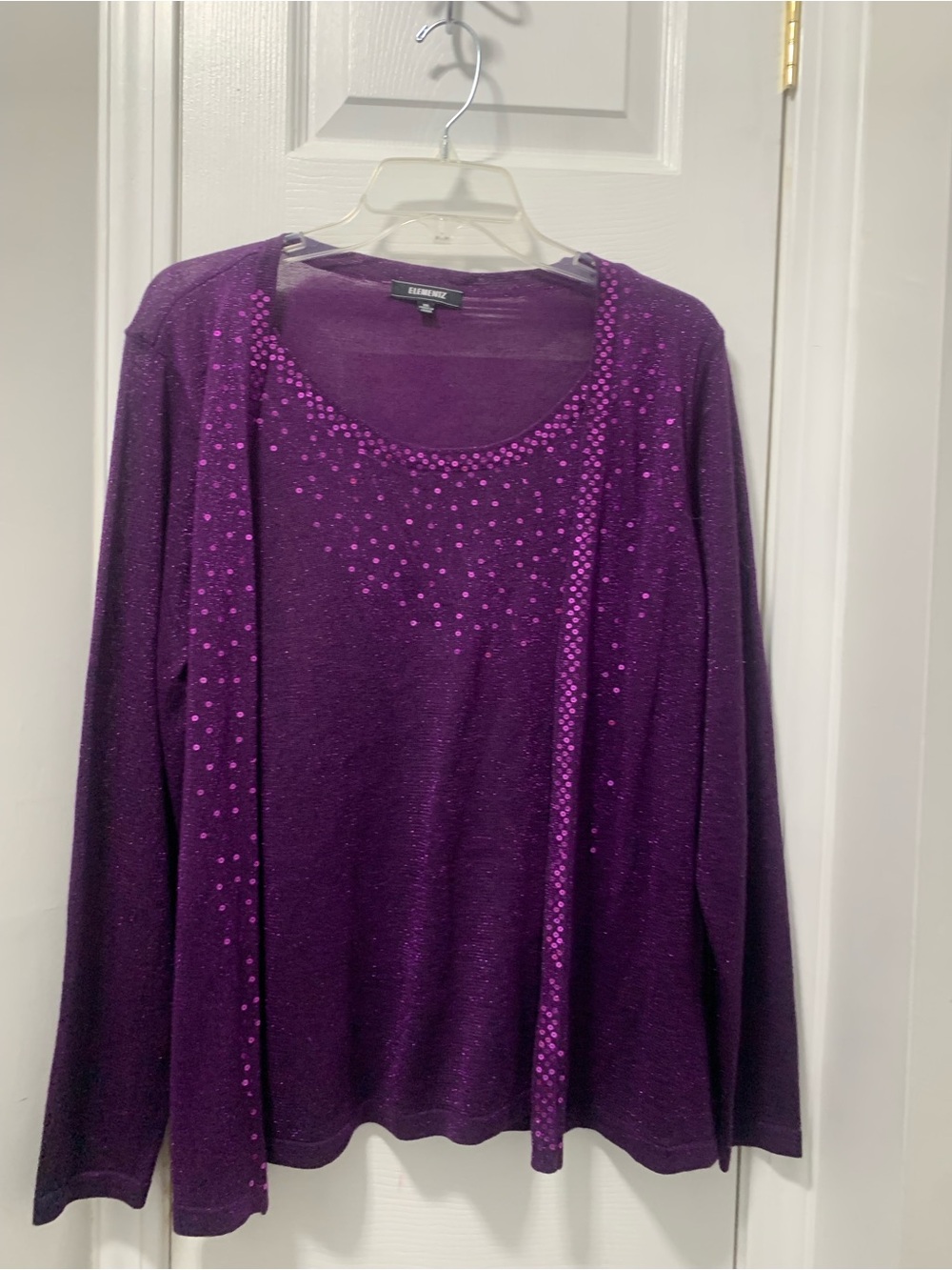 Purple Sequin Accent Sweater Set